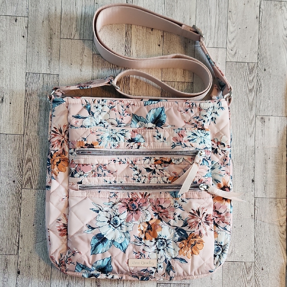 Vera Bradley Pink and Blue Crossbody Bag Floral Design